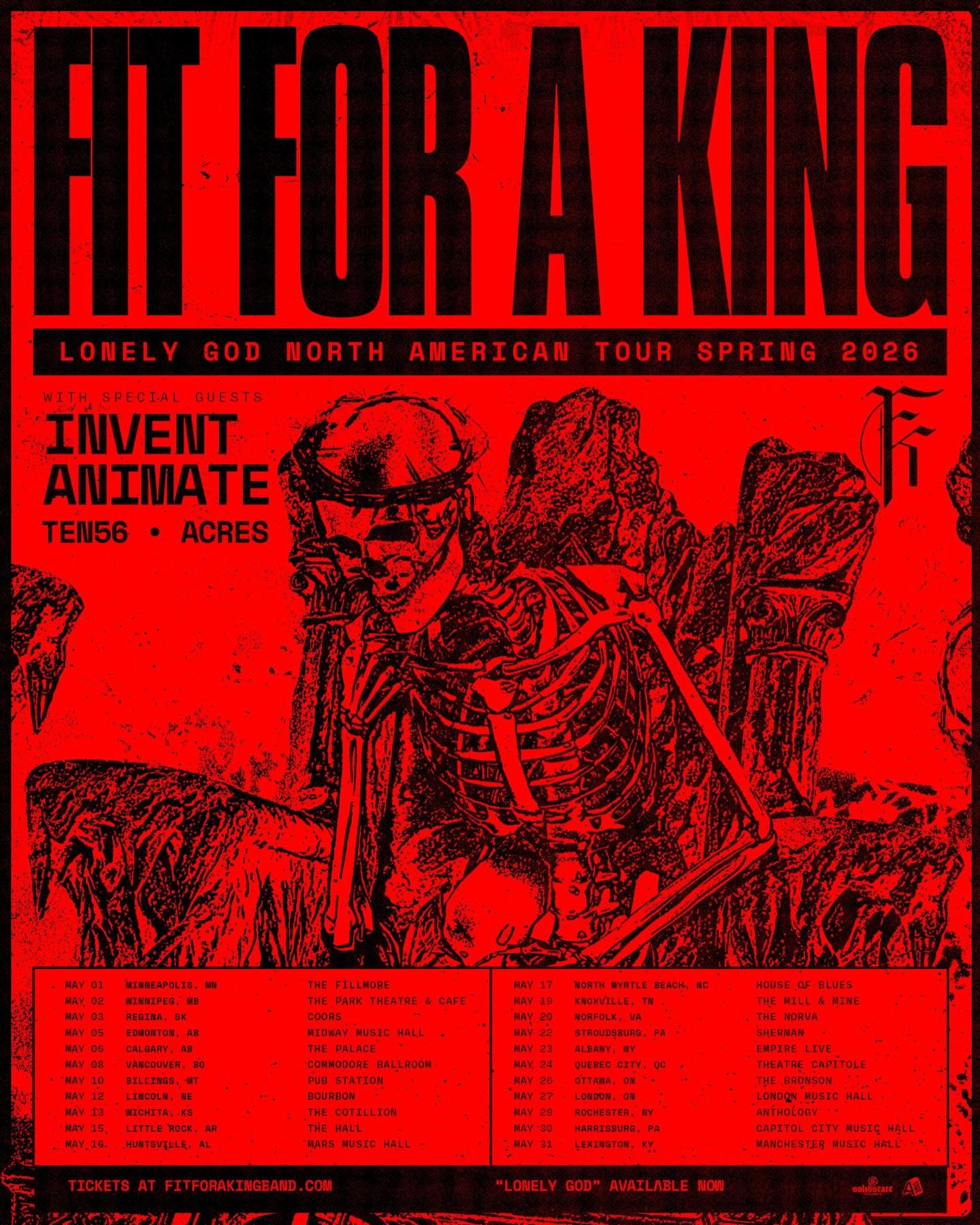 Acres Fit For A King - Lonely God Tour Poster 2026